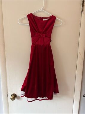 Rare Editions Red Velvet Bow-Front Formal Dress